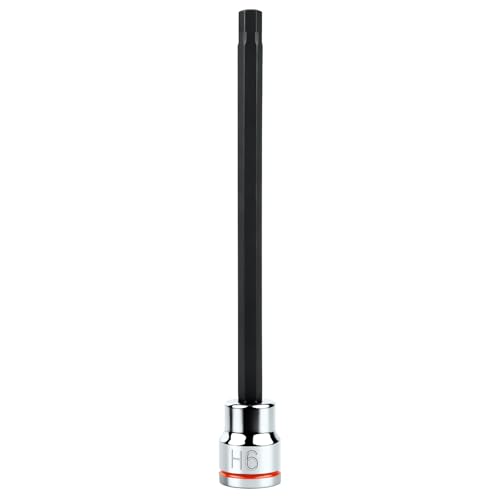 Image of 3 /8 Inch Drive Long Hex Bit Socket, H6, Full Polished, Premium CR-V & S2 Alloy Steel Head Made for Auto /Mechanical