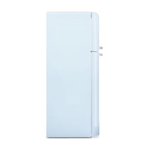 Image of Smeg FAB50 Retro Style Refrigerator - 19.28 cu. ft. Freestanding Fridge-Freezer, Dual Cooling, No-Frost, Adjustable Glass Shelves, Chrome Handle - Pastel Blue - Made in Italy