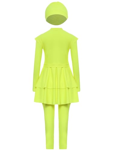 Kids Girls 3Pcs Rash Guard Sun Protection Summer Beach Bathing Suit Long Sleeve Dress Pants and Hat2