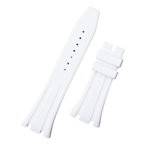 Bracelet montre silicone 26mm blanc crochets noirs pour rechange AP 15500 26331