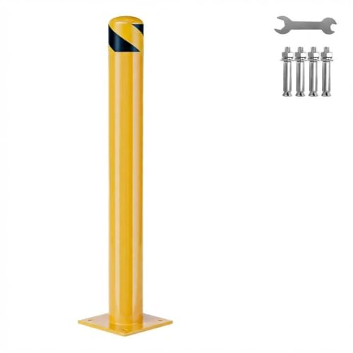 Image of Garvee 1 Pack Safety Bollard, 30 Inch Yellow Steel Parking Safety Bollard Post with Anchor Bolts & Installation Tools, Perfect for Driveways, Garages, and Traffic-Sensitive Areas