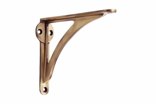 STYLENT Decor Decorative Brass Shelf Bracket, Heavy Duty and Antique Shelf Bracket for Shelving Modern L Shaped Design (Brass Antique, 6 Inches)