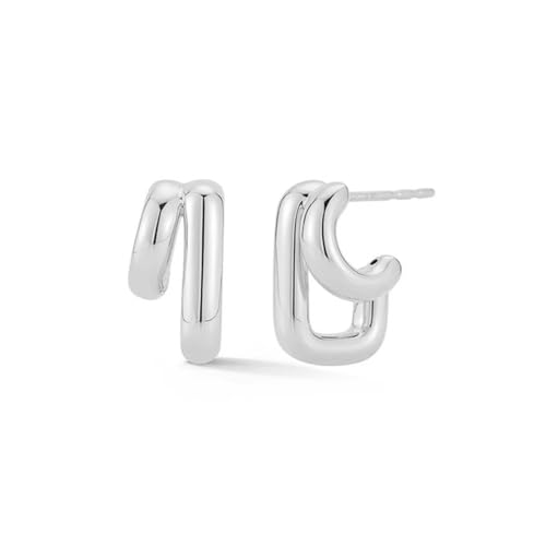 Image of Obidos 14K Gold Plated Illusion Stud Earrings for Women | Triple Huggie Hoop Earrings for One Hole| Trendy Simple Hypoallergenic Fashion Accessories Gold Jewelry Gifts for Womens