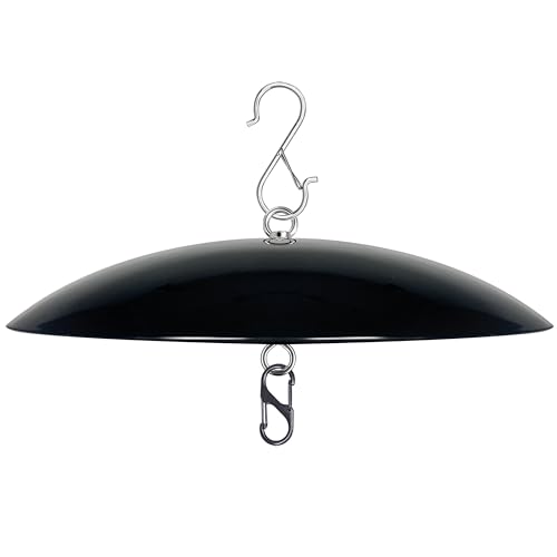 13' Bird Feeder Rain Guard, Hummingbird Feeders Shade Dome Cover, Hanging Baffle for Bird Feeder Pole,Smart Birds Feeder Umbrella (Black), 1 Pack