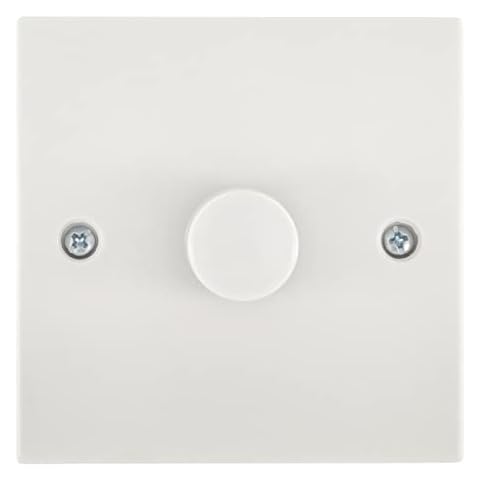 Bravich 1 Gang 1 Way Dimmer Switch- Square Electric Soft Start Single Light Switch, Rotating Control For Dimmable Halogen & Incandescent Bulbs. Safe, Over Current Protector-250W Cover