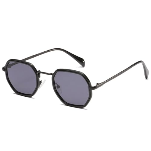Lunettes de soleil polygone rétro en métal pour femmes et hommes