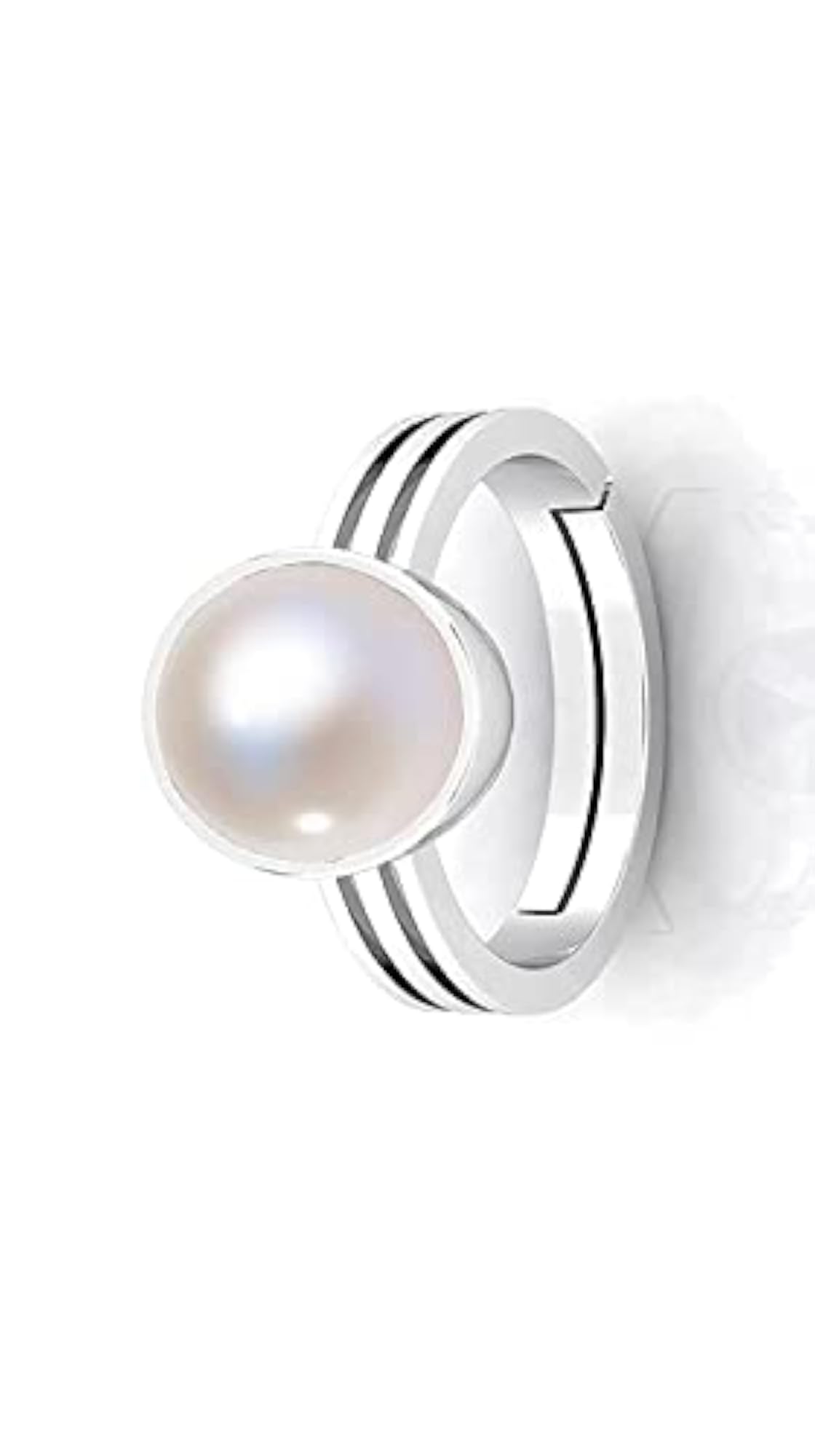 14.00 Carat Certified Natural Pearl Adjustable Silver Ring