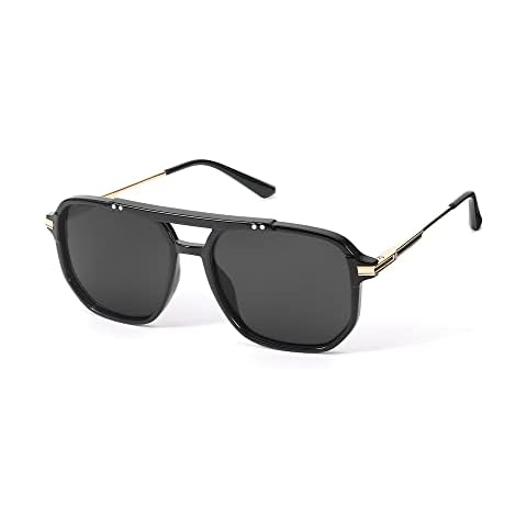 SODQW Polarised Sunglasses for Men Women, Oversized Mirrored Lenses UV400 Protection Pilot Sun Glasses with Double Bridge, 54mm Cover
