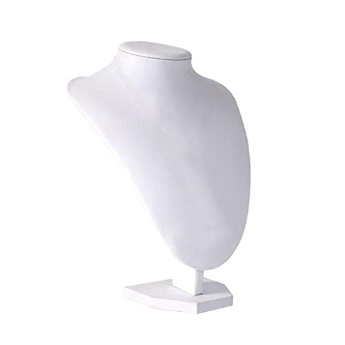 Homyl White Wooden Necklace Display Bust Stand Mannequin - Jewelry Holder for Necklaces Chain, Choker, Pendant - 36x24x20cm