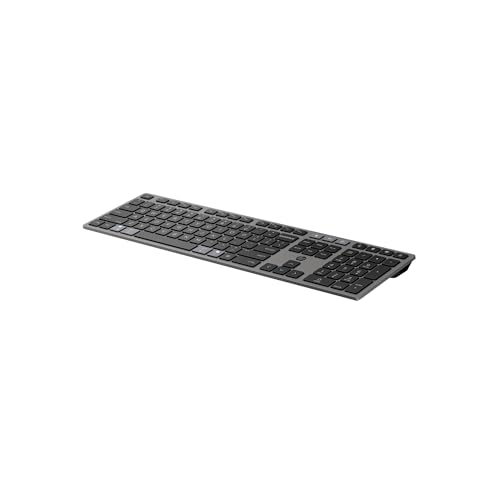 HP 725 - Ensemble clavier et souris - Multifonctionnel, rechargeable, alimenté par supercondensateur - Full Size - Sans fil - Bluetooth, 2,4 GHz - GB - Noir-...