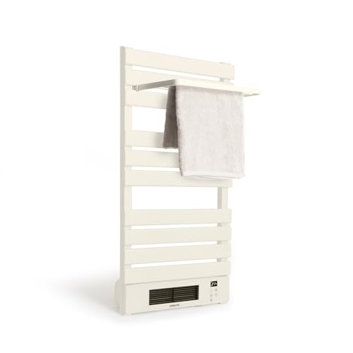 CREATE / WARMTOWEL Pro + Estante/Toallero Eléctrico con Calefactor cerámico con Estante 3 Barras y Gancho Blanco Roto /101x13x55cm / 1500W, 2 potencias