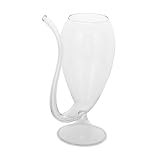 Gatuida Copa de Vino Transparente con Pajita y Base Vaso para Cócteles y Mojitos Casa Vidrio para Fiestas y Uso Diario Capacidad