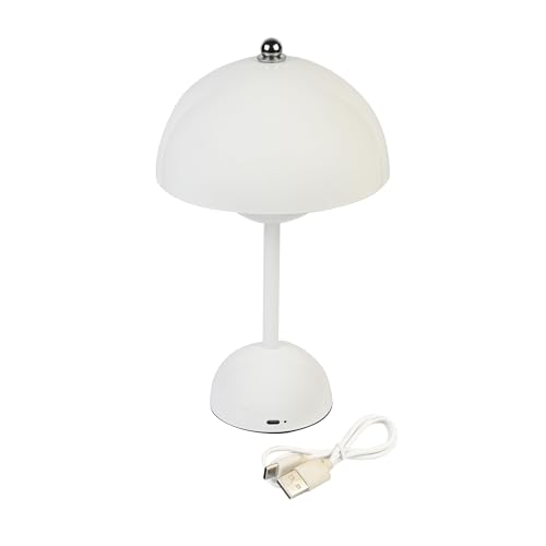 Image of Lexton Wireless LED Desk Lamp with Touch Control | USB Rechargeable Table Light with Warm, Neutral & Cool White Modes | Portable Bedside & Dining Lamp for Home, Cafe, Hotel (White)