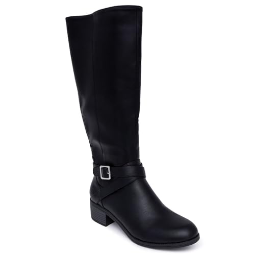 Best Vegan Boots Knee High: Stylish & Sustainable Options 13 Nautica Women's Knee High Boots - Elegant and Warm Vegan Leather Riding Boots for Fall and Winter,Chic Thigh-High Fashion-Ginita-Black Size-8.5