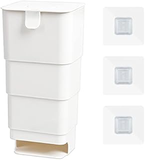 Modixun Foldable Grocery Bag Holder, Wall Mount Self-Adhesive Grocery Bag Dispenser, Large Shopping Bag Holder Container, Garbage Bag Trash Bag Organizer, White