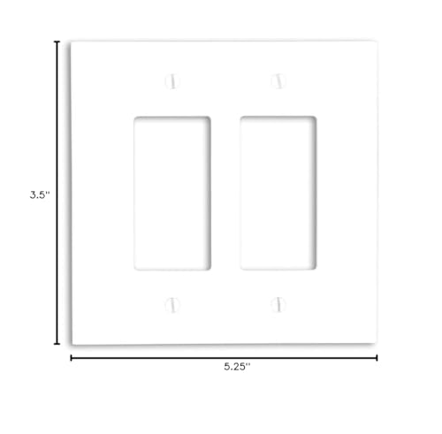 Image of Leviton 2-Gang Decora /GFCI Device Decora Wallplate, Oversized, Thermoset, Device Mount, 88602, White