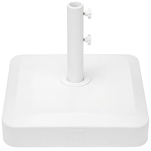 Best Choice Products 55lb Fillable Umbrella Base Stand Plastic Patio Umbrella Stand with Pole Holder Adjustment Knob for Outdoor Lawn Deck Asscher Design - White