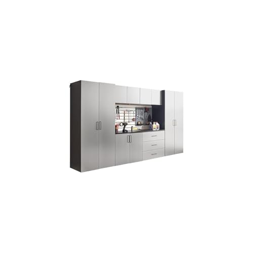 Image of Maykoosh Wall Mounted Storage Cabinet with Doors & Shelves Garage & Home Organization Metal /128x79x20 7 Piece Set