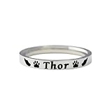 Angel Wings Pet Memorial Name Ring - Custom Stainless Steel Band Ring, Pet Memorial Name, Love Dog Paw print, Personalized Pets Owner Gift for Dog or Cat Mom, Pets Lover