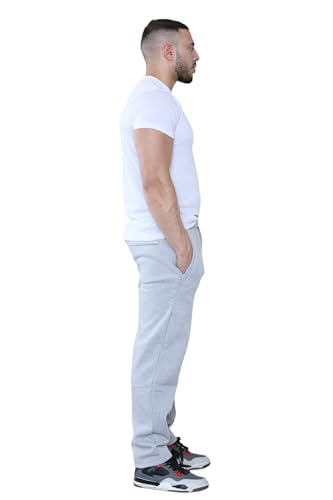 Dani Fashions® Men's Open Hem Jogging Pants - Plain Bottoms Joggers Fleece Pants Active Wear Gym Sports Sweatpants Yoga Trousers (Grey, Small) - Image 3