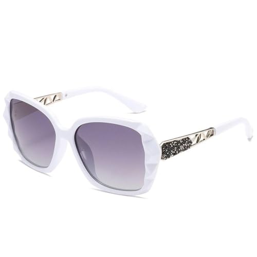 Lunettes de soleil carrées surdimensionnées vintage avec bord coupé diamant pour femme