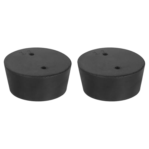 uxcell 2 Pcs 2-Hole Rubber Stopper, Tapered Lab Seal Tube Stopper Plug for Test Tube Flasks Glass Containers Industry and Laboratories, 56x48x25mm Black
