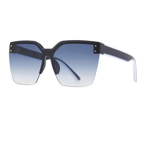 Lunettes de soleil pour femmes UV400 surdimensionnées demi-montures camping et voyage d'été