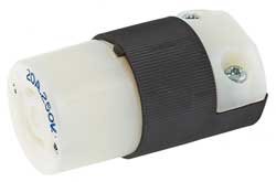 20A Twist-Lock Connector 2P 2W 250VAC L2-20R BK/WT
