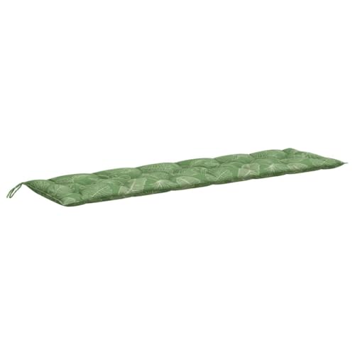 vidaXL Garden Bench Cushion - Leaf Pattern - Polyester Fabric - Water and UV Resistant - Soft Hollow Fiber Filling - Versatile Indoor and Outdoor Use - Non-Slip Ropes - 78.7