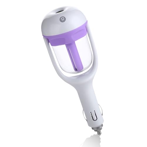 Car Humidifier, Portable Mini Aromatherapy Essential Oil Diffuser, 180-Degree Rotation Cool Mist Humidifier, Vehicle Air Freshener Diffuser with 12V Charging Port for Home Office (Purple)