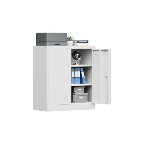 Metal Garage Storage Cabinet with Doors and Shelves，36" Metal Cabinet with Lock,Metal Storage Cabinet for Office,Home,Garage,Gym,School and Tool Rooms-White(Required-Assembly) Cover