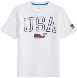 vineyard vines Boys USA Short Sleeve Performance T-Shirt, White, Large (16)