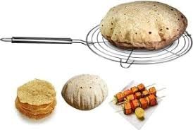 Qukiy Stainless Steel Round Roti Grill, with Steel Handle Multi-Purpose for Roti Jali, Papad, Chapathi, Cooling Itme Dia-9 Inches