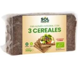 Pan Alemán Integral con 3 Cereales, Ecológico, 500 g. Pack de 2