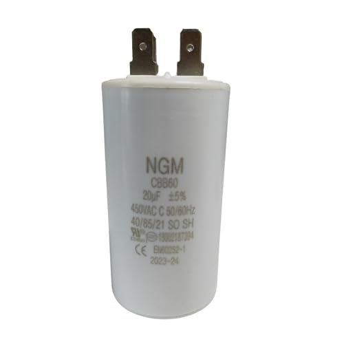 20UF CBB60 Motor Run Capacitor 450VAC Volts Round Cylinder 4 Pins, Metallized Polypropylene Film Capacitor for Motor Run, Air Conditioners, Washing Machines, Operating Voltage Range 250V ~ 450V