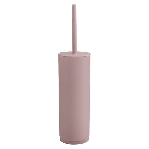 Gedy Sharon Escobillero baño WC en resinas termoplásticas Ligero y Resistente, Rosa Mate, Escobillero Suelo con piña Negra en Nylon, 9 x 9 x 38,4 cm