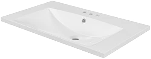30" Bathroom Vanity Top with White Basin,Rectangular Undermount Bathroom Sink with 3-Faucet Holes,Ceramic Lavatory Vanity,Faucet Not Included,Sink Only