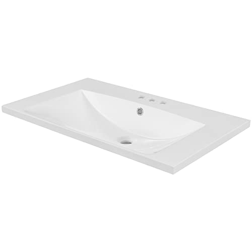 30" Bathroom Vanity Top With White Basin,Rectangular Undermount Bathroom Sink With 3-Faucet Holes,Ceramic Lavatory Vanity,Faucet Not Included,Sink Only #TOP23