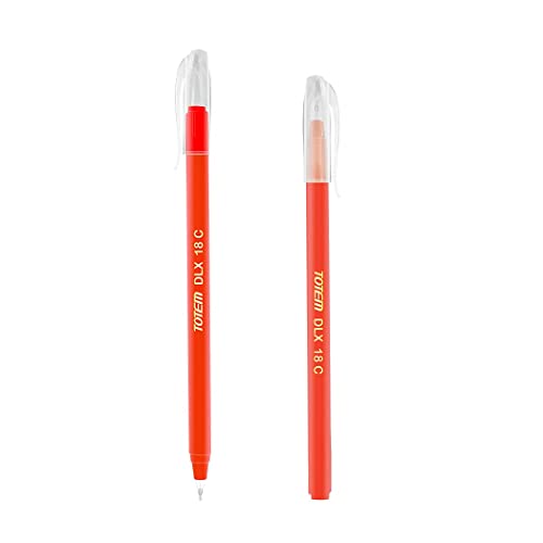 TOTEM Delux Ball Pens | 60 Red Ink Pens | 0.7 mm Tip | Lightweight Body Design | Use & Throw Pens | One Time Use | Ideal for School, Office & Business | Stick Ball Point Pens Set