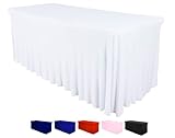 Table Skirt for Rectangular Tables 6ft - Wedding Spandex Table Covers for Standard 6 Foot Table - On