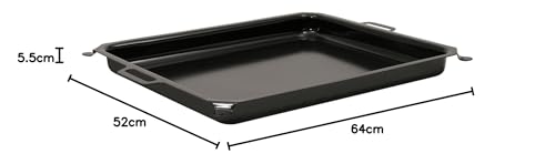 Foto von BBQ-Toro Emaillierte Pfanne 64 x 52 x 5,5 cm | Stahl, Emailliert | Für Edelstahl Gastrobräter, Gastrogrill (64 x 52 cm), 3-flammig | Bräter für Gasgrill, Eckig
