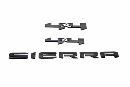 Image of 6Pcs Sierra Elevation 4x4 Emblem 3D Rear Tailgate Door Badge Nameplate Letter Sticker Decal Replacement for 2019-2022 Sierra 1500 2500HD 3500HD (Matte Black)