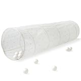 3 Sprouts Kids Play Tunnel - Pop Up Collapsible Tunnels with Recycled Fabric - Fun Crawling Tunnel for Toddler, Baby, Children to Crawl Through, Gross Motor Toy for Indoor Play - Blueberry Ivory