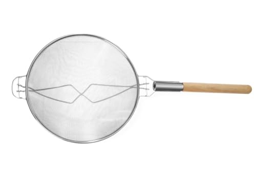 HENDI Grossküchensieb, doppelmaschig, Holzgriff, Verstärkte Halterung, Passiersieb, Küchensieb, Sieb, ø360x860mm, Verzinnt