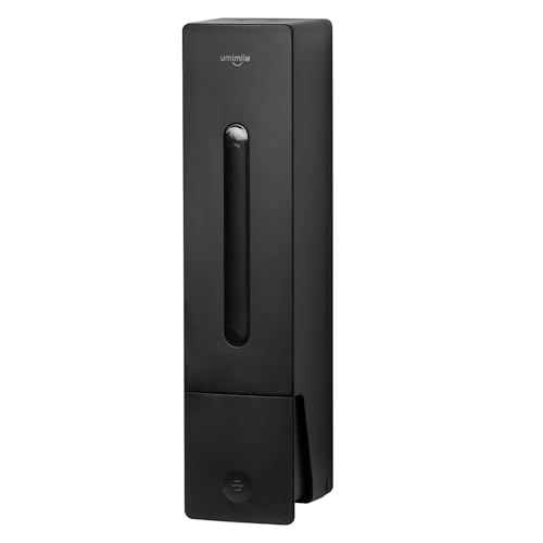 Umimile シャンプーディスペンサー マグネットディスペンサー 大容量 壁掛け 400ml 詰め替えボトル 簡単取り付け 洗面所 浴室などに適用 (1, ブラック)