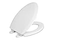 Centoco Elongated Toilet Seat Soft Close, Closed Front with Cover, Molded Wood, Made in the USA, 900SC-001, White