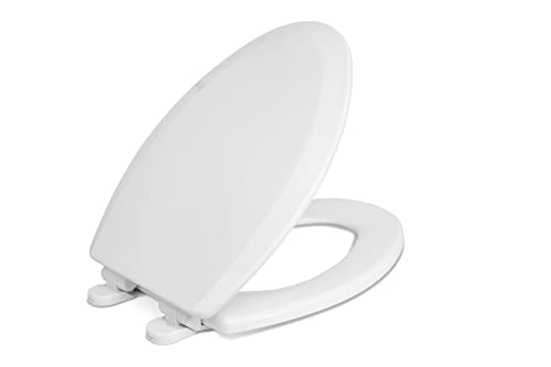 Centoco Elongated Toilet Seat, Heavy-Duty Wood Core with Plastic Scratch-Resistant Finish, Soft Close, Made in the USA, 900SC-001, White by Centoco - Used condition - US$25.71