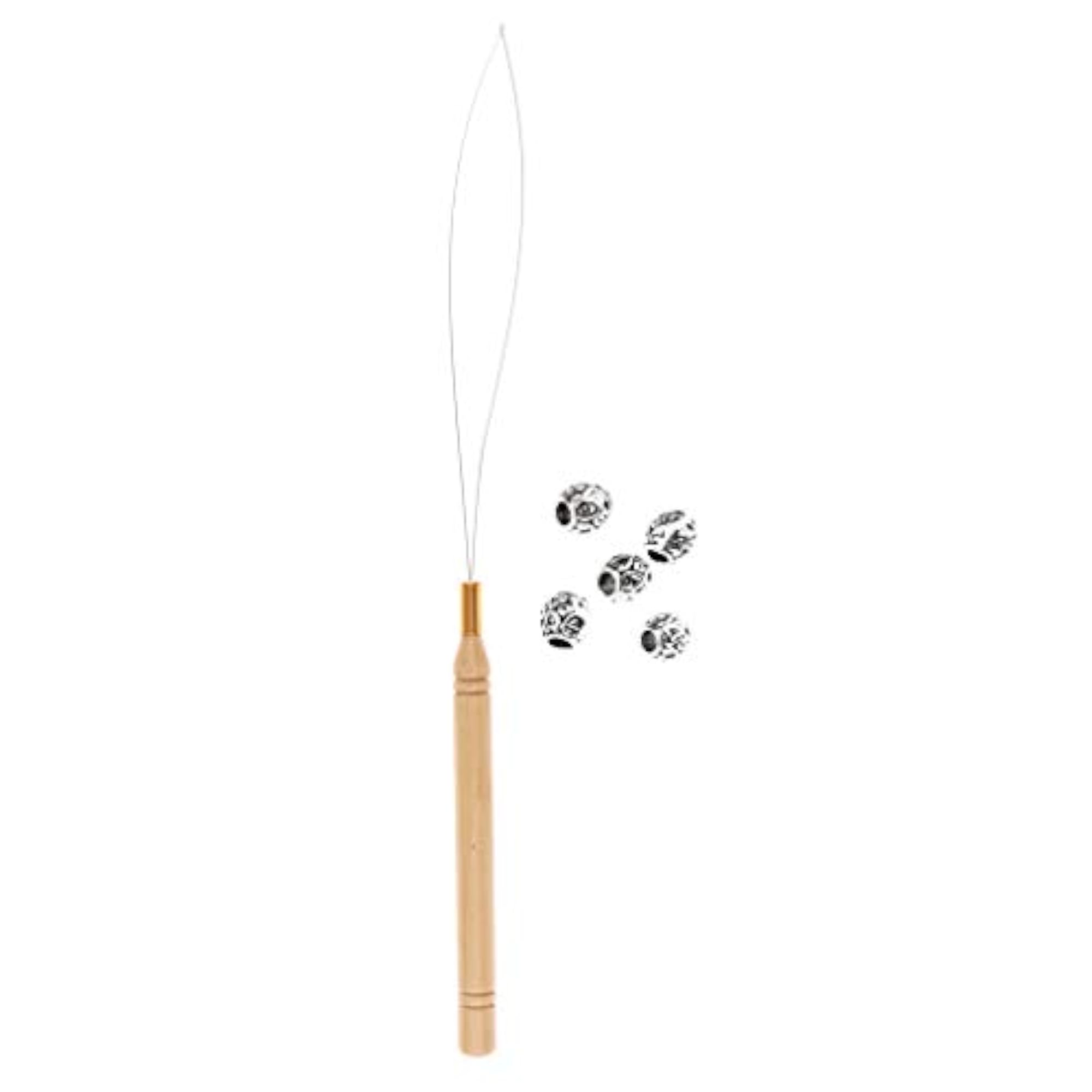 5Pcs Hair Braid Bead Extensions Decoration with Pulling Hook Tool
