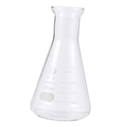 BELLIFFY Glass Chemistry Flask 250ml Wide Mouth Conical Flask for Students Lab Use