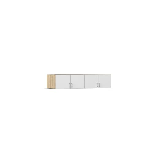 Rauch Möbel Bremen Schrankaufsatz für zusätzlichen Stauraum für den Kleiderschrank 4-türig, Weiß-Eiche Sonoma, Holz, kombinierbar mit Schrank-Breite 181 cm aus Modellserie Bremen BxHxT 181x39x54 cm Rauch Möbel Bremen Schrankaufsatz für zusätzlichen Stauraum für den Kleiderschrank 4-türig, Weiß-Eiche Sonoma, Holz, kombinierbar mit Schrank-Breite 181 cm aus Modellserie Bremen BxHxT 181x39x54 cm